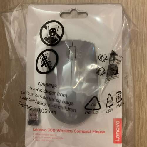 100% New Lenovo 300 Wireless Compact Mouse (Cloud Grey) with battery
