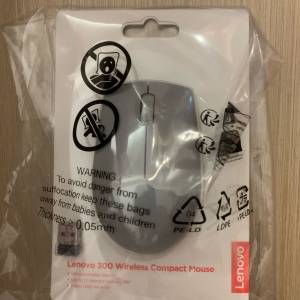 100% New Lenovo 300 Wireless Compact Mouse (Cloud Grey) with battery