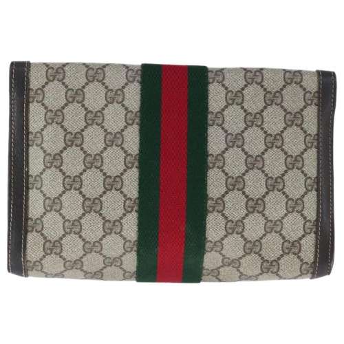 GG Supreme Web Sherry Line Clutch Bag PVC Beige Green Red 105465