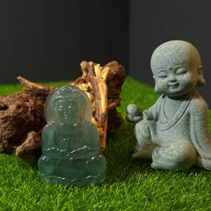 玻璃冰天空藍正裝觀音吊牌