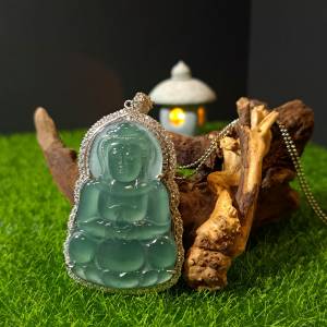 玻璃冰天空藍正裝觀音吊牌