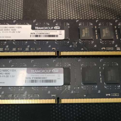 Desktop Ram TEAM  8GBx2 DDR3 1600 共16GB