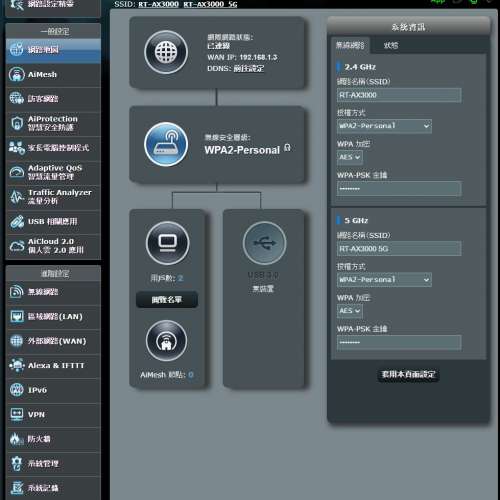 ASUS 802.11ax Dual-Band AiMesh Gigabit Router RT-AX3000