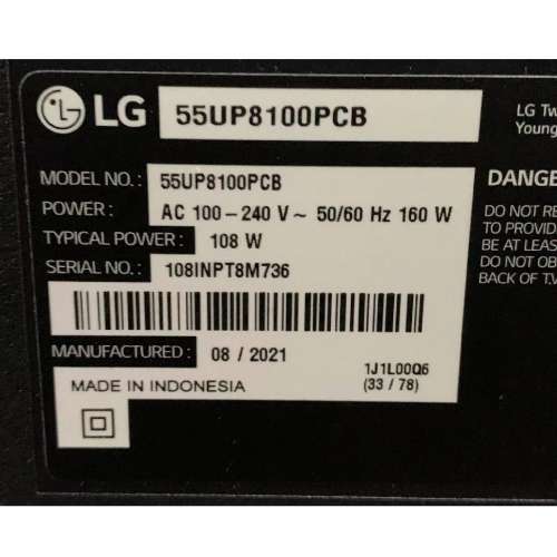 55吋 4K SMART TV LG55UP8100PCB 上網 電視