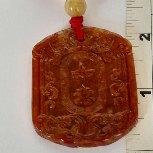 半價清貨快者得。紅翡A玉如意吊墜,50x40x5mm.配上紅翡頸鏈，6mm26寸，好工全紅色調...