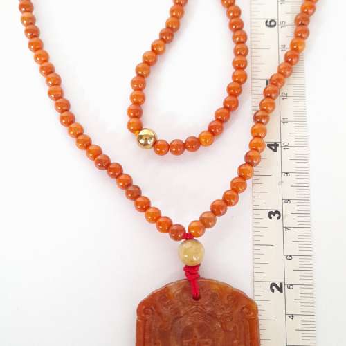 半價清貨快者得。紅翡A玉如意吊墜,50x40x5mm.配上紅翡頸鏈，6mm26寸，好工全紅色調...