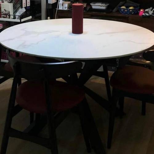 1.2米圓形白色岩板餐桌