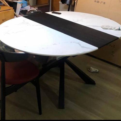 1.2米圓形白色岩板餐桌