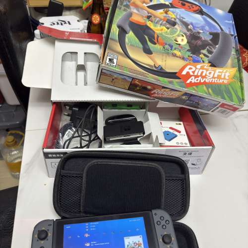 任天堂Switch 有Mon 貼有保護套全齊配件 包埋健身環