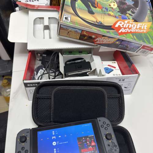 任天堂Switch 有Mon 貼有保護套全齊配件 包埋健身環