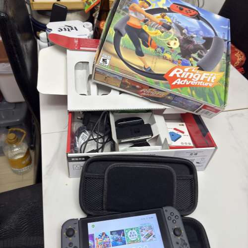 任天堂Switch 有Mon 貼有保護套全齊配件 包埋健身環