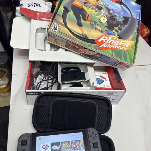 任天堂Switch 有Mon 貼有保護套全齊配件 包埋健身環