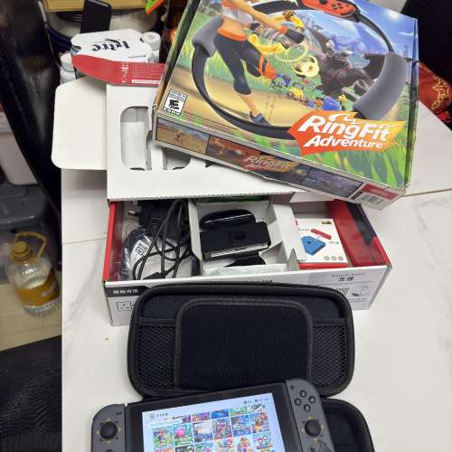 任天堂Switch 有Mon 貼有保護套全齊配件 包埋健身環