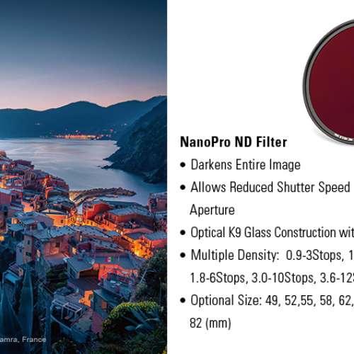 Haida NanoPro MC ND 0.9 / ND8 Filter 3-Stop (37mm-82mm)減光濾鏡