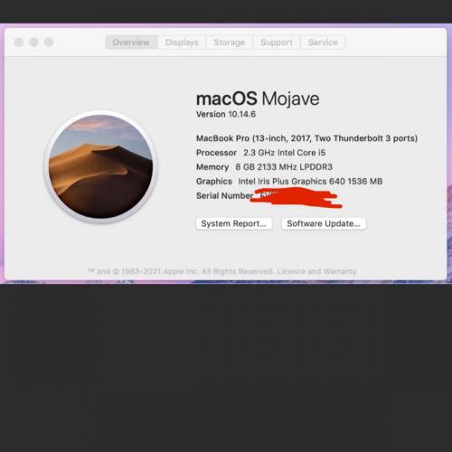 MacBook Pro 13', 2017 2.3ghz i5, 8gb ddr3, 256g ssd