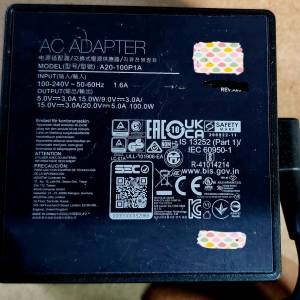 ASUS ADAPTER 100W PD 3P(TYPE-C)充電器，火牛
