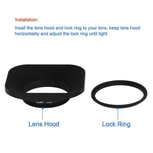 HAOGE 43mm Square Metal Screw-in Mount Lens Hood 方形遮光罩 - Voigtlander  35...