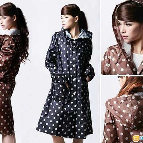 全新日本原單正品韓國成人雨衣 超薄圓點 波點 長身 雨褸 鬥蓬 防水外套 風衣 風褸 ...