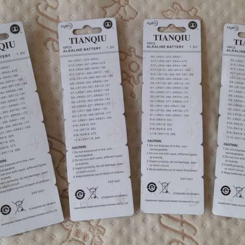全新TIANQIU Alkaline Battery 1.5V AG13 357A CX157 LR44W 鈕扣電池 Button Battery