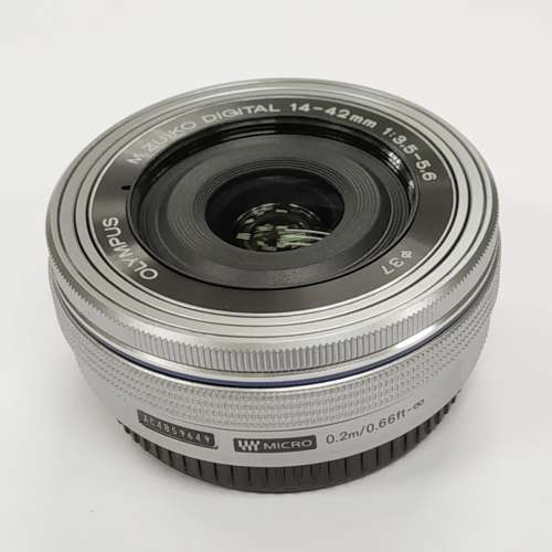 Olympus 銀色 EZ 14-42mm f/3.5-5.6 ED MSC (電動變焦餅鏡) - 98% New, 香港行貨，...