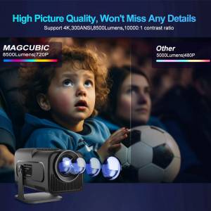 Magcubic Mini Projector (Compact Design), 4k Projector, Dual Wifi, Bluetooth