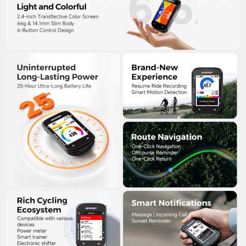 100%New iGPSPORT BSC200S Ultra-slim Color Screen Bike Computer