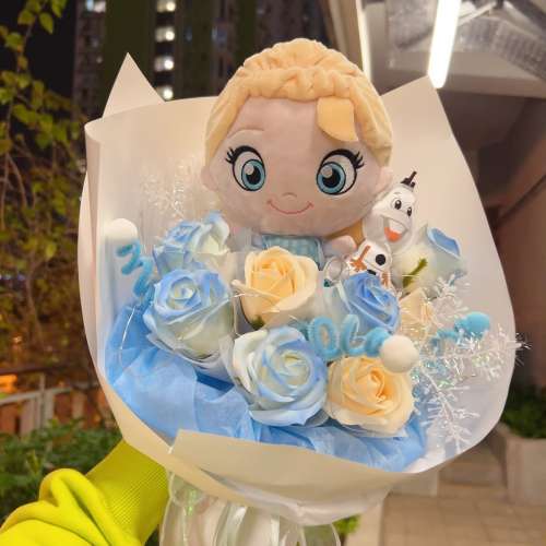 《獨家原創·專業花藝師用心製作》歐美正版冰雪奇緣花束 frozen elsa olaf 💐香皂花...