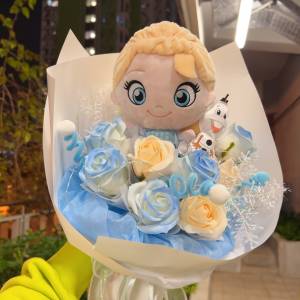 《獨家原創·專業花藝師用心製作》歐美正版冰雪奇緣花束 frozen elsa olaf 💐香皂花...