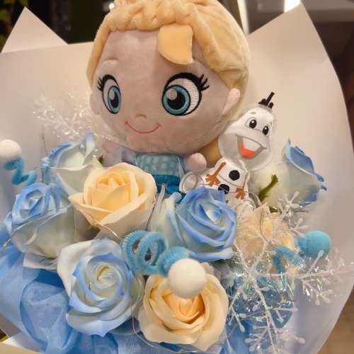 《獨家原創·專業花藝師用心製作》歐美正版冰雪奇緣花束 frozen elsa olaf 💐香皂花...
