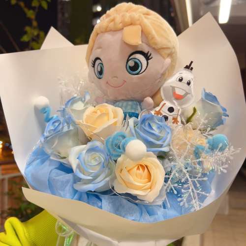 《獨家原創·專業花藝師用心製作》歐美正版冰雪奇緣花束 frozen elsa olaf 💐香皂花...