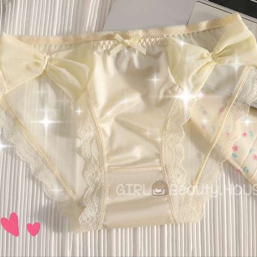🌈可愛蕾絲大蝴蝶結純色低腰內褲