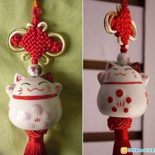 全新平安桃花招財貓汽車掛件 陶瓷 招財進寶 出入平安 車掛 裝飾掛 掛飾 擺設 祝褔 ...