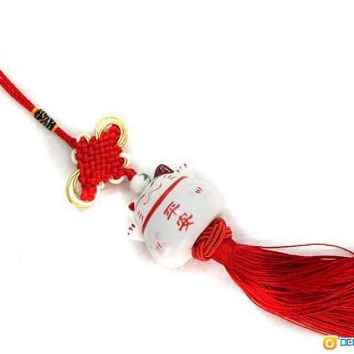 全新平安桃花招財貓汽車掛件 陶瓷 招財進寶 出入平安 車掛 裝飾掛 掛飾 擺設 祝褔 ...