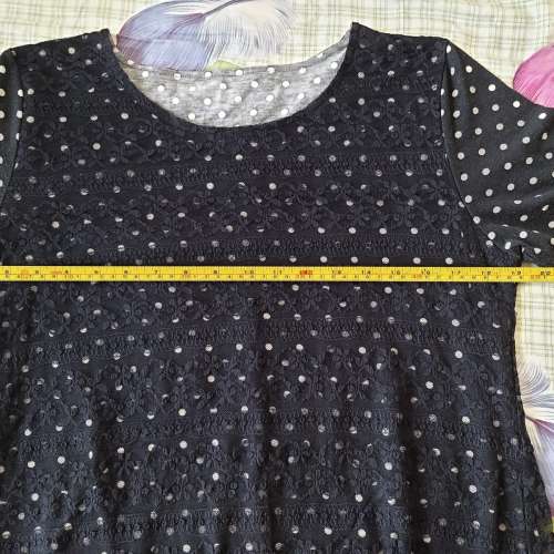全新黑色蕾絲刺繡波點衫 上衣 襯衣 波點短袖衫 襯衫 T恤 T-Shirt