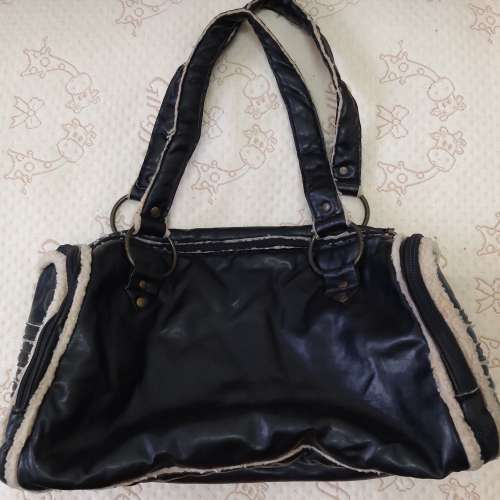 二手黑色仿皮側背袋 環保袋 購物袋 手提袋 單肩袋 電腦袋 雜物袋 手袋 手挽袋 包包 ...