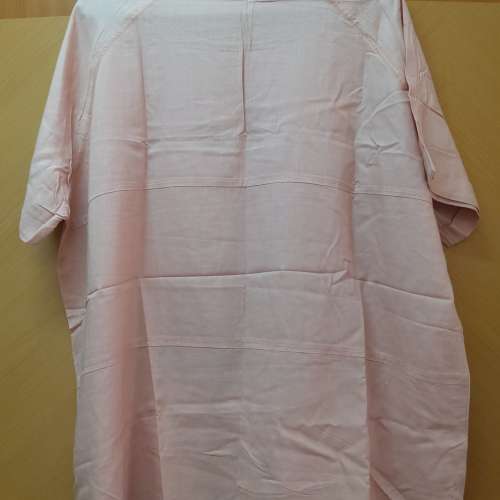 全新蝦肉色火車頭圖案麻質短袖衫 麻質鬆身衫 棉麻圓領寬鬆T恤 短袖T-Shirt 上衣 襯...