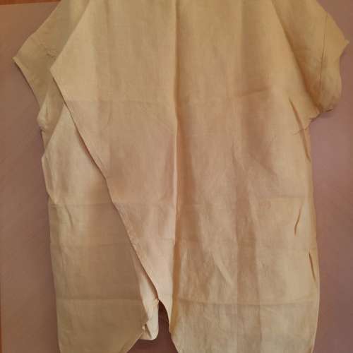 全新布谷村BUGUCUN泥黃色大象圖案麻質短袖衫 麻質鬆身衫 民族風格衫 棉麻圓領寬鬆T...