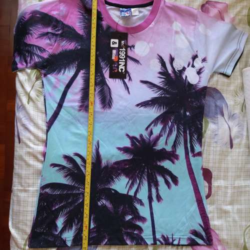 全新漸變色椰樹圖案短袖T-Shirt 上衣 T恤 襯衫 襯衣 tee恤 短袖衫