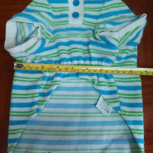 二手白綠藍色間條狗仔衫 寵物衫 狗仔衣 寵物衣 小狗毛衣