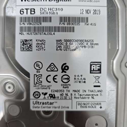 Western Digital 6 TB Hard disk x 2 (兩件)