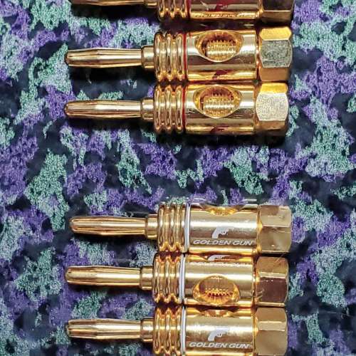 鍍金 金槍 香蕉插頭, 發燒級, 整體靚仔, 可接 粗喇叭線. 8粒 Banana plugs for spe...