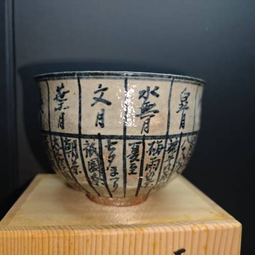 日本京燒青花抹茶盌 平安與三造