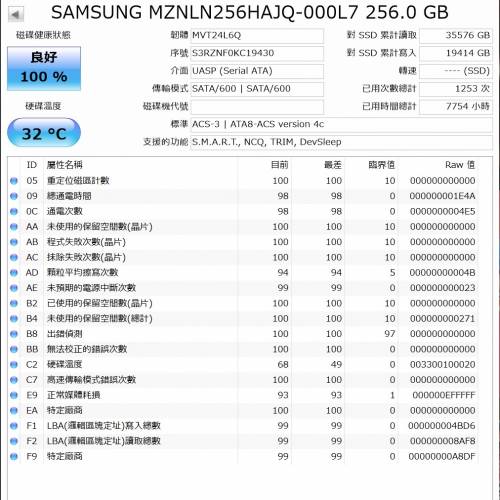 Samsung PM871b 256GB m.2 SATA SSD