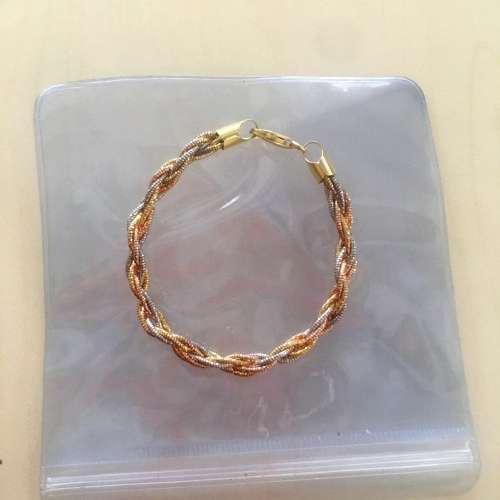 Italian sterling silver tri-color braided bracelet