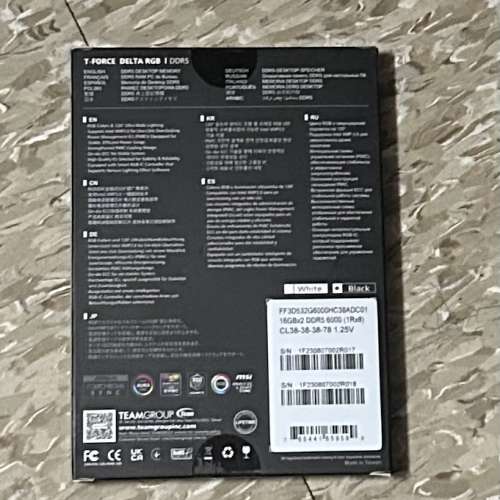 代售Team Delta RGB DDR5 6000MHz 32GB kit RAM 16GB*2 全新行貨