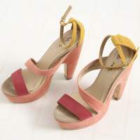 Tri-color suede sandals