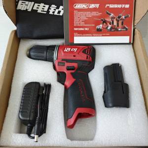 全新【洛可®12V雙速無刷鋰電鑽(1電1充)+鑽頭批頭10件】組合