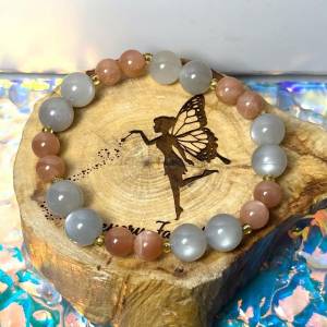 清貨特價-橙月亮石+銀月亮石設計款手鏈 Moonstone Styled Bracelet