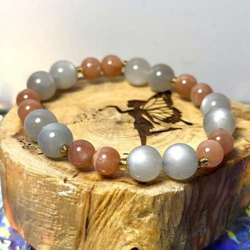 橙月亮石+銀月亮石設計款手鏈 Moonstone Styled Bracelet