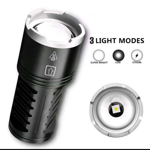 可變焦極強光電筒3000流明。7800mAh內置電. USB-C直接充電. Zoomable Flashlight 3...
